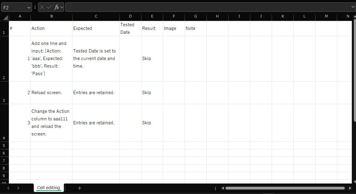 Export and import test cases